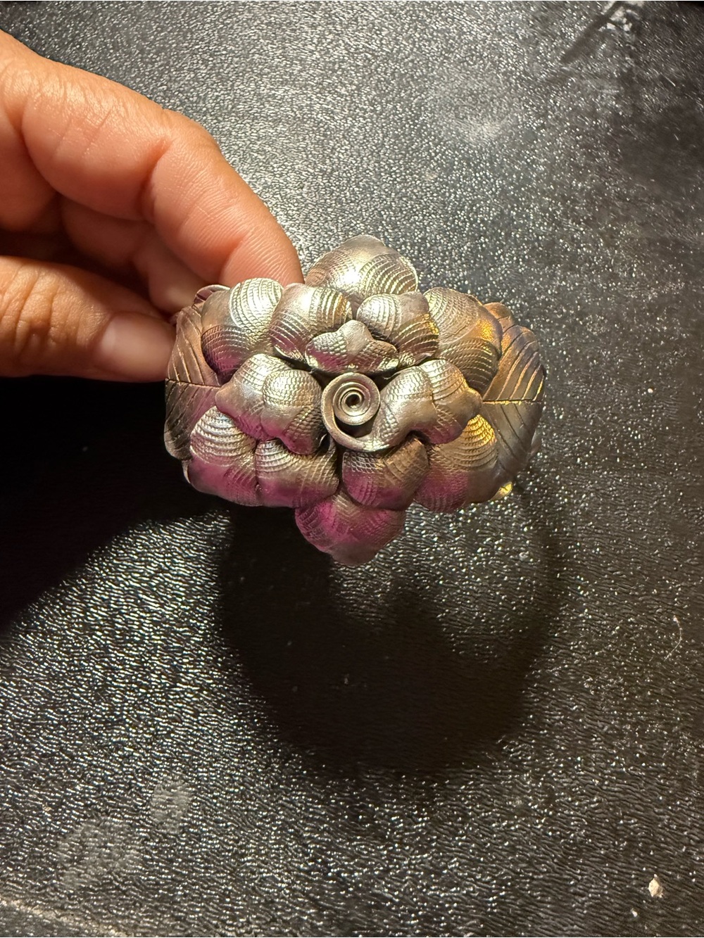Floral Silver  Statement Cuff Bracelet - Women's